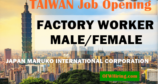 FACTORY WORKER JOB IN TAIWAN